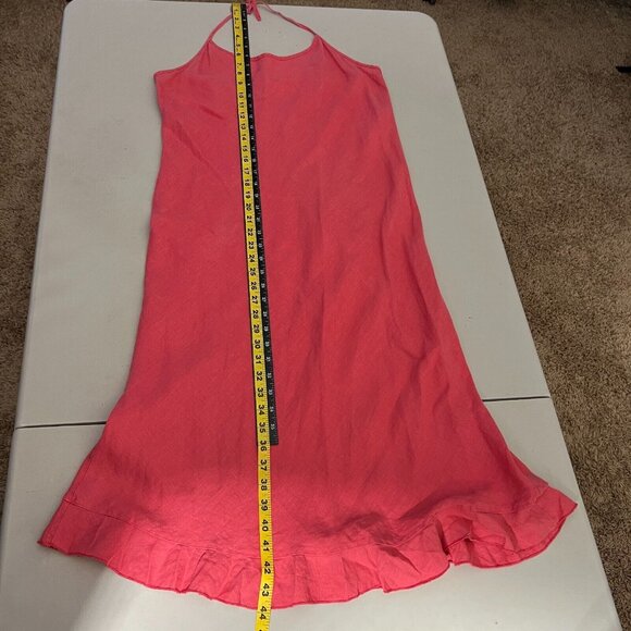 Bryn Walker Halter Dress Women Medium Pink Ruffle Knee Length Lagenlook MODIFIED - Picture 3 of 10
